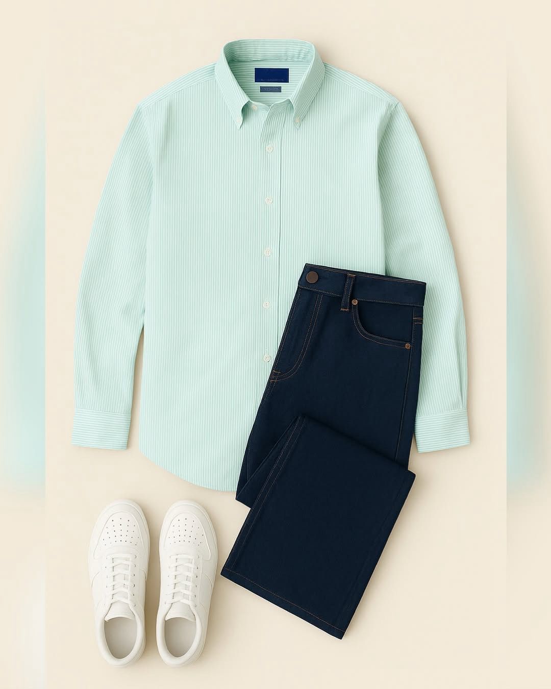 Standard Cotton Stripped Oxford Shirt And Denim