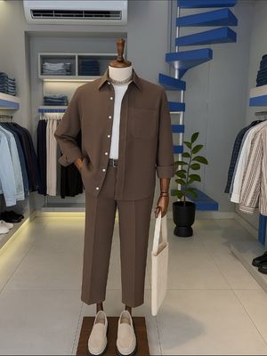 Standard Cotton Mocha Two-piece Set