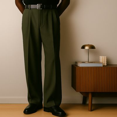 Standard Cotton Pleated Wide-leg Pants