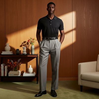 Standard Cotton Pleated Wide-leg Pants