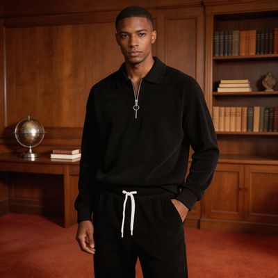 Standard Cotton Zip Polo And Pants Set