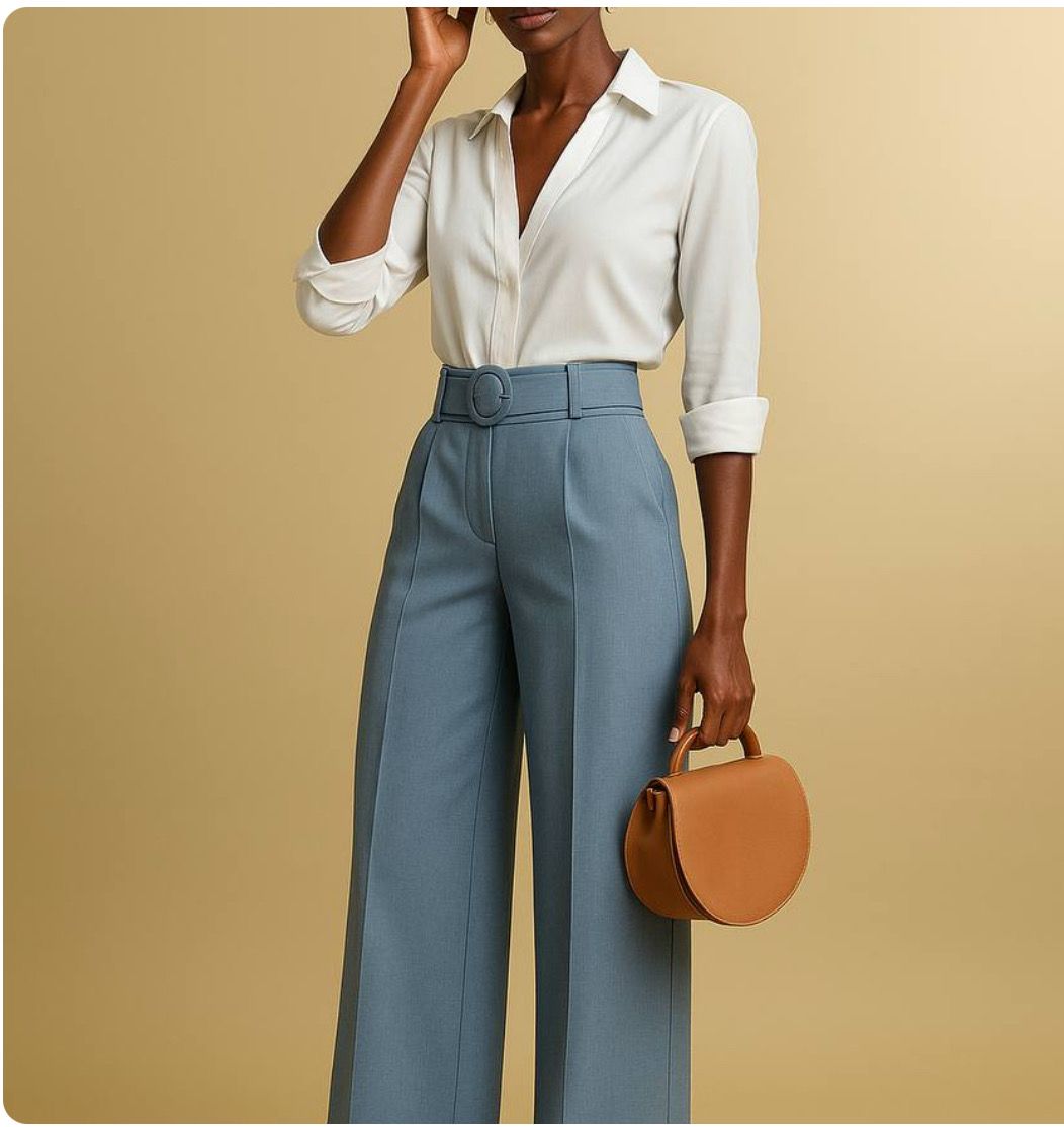Standard Cotton Slate High-waist Trousers