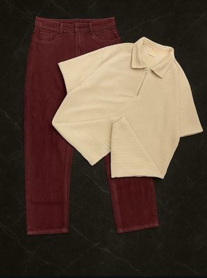 Standard Cotton Zip Up Polo And Denim Pants