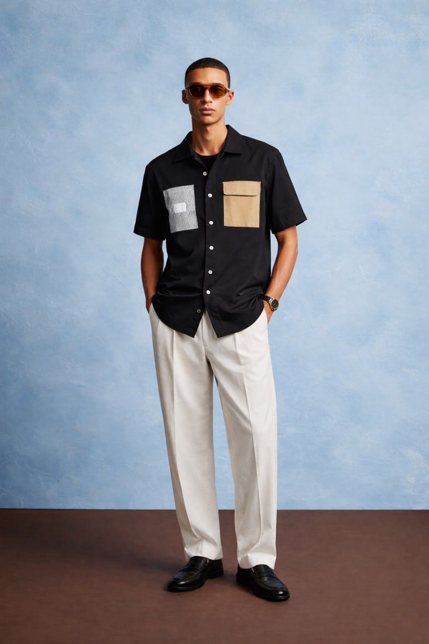 Double Patch Three-Quarter Shirt