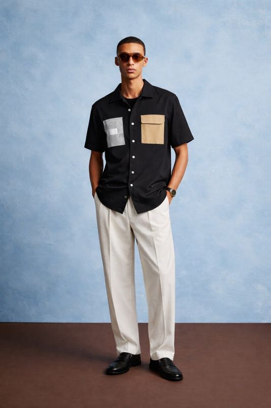 Double Patch Three-Quarter Shirt