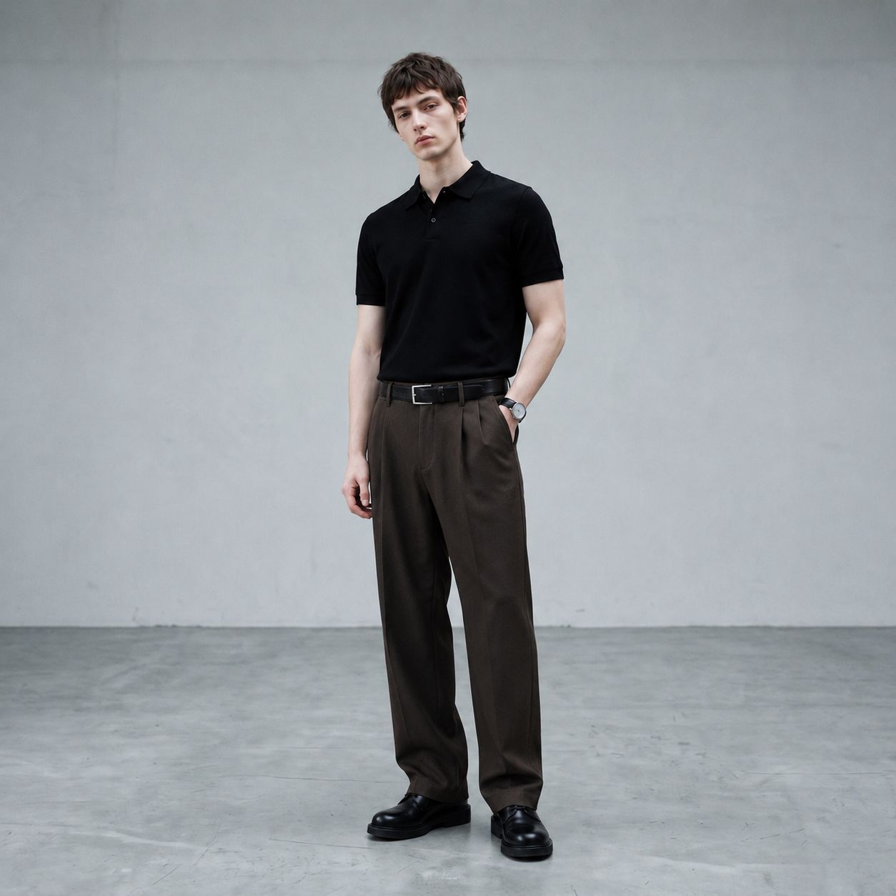 Zip Polo and Pleated Trouser