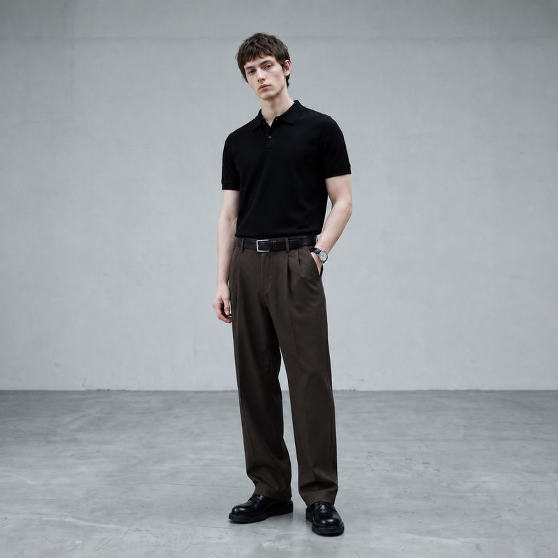 Zip Polo and Pleated Trouser