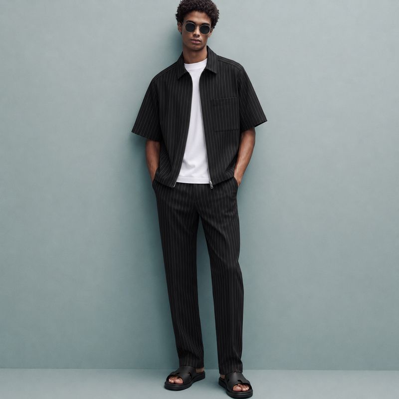 Pinstripe Zip Up shirt Set
