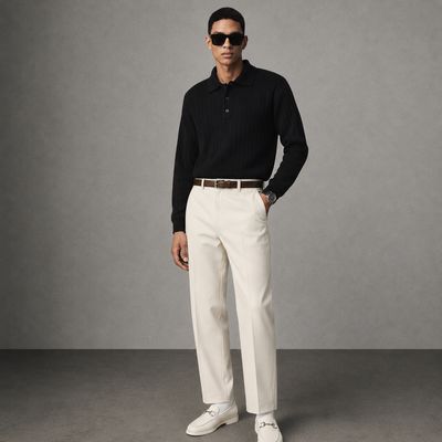 Standard Cotton Ribbed Polo Sweatshirt