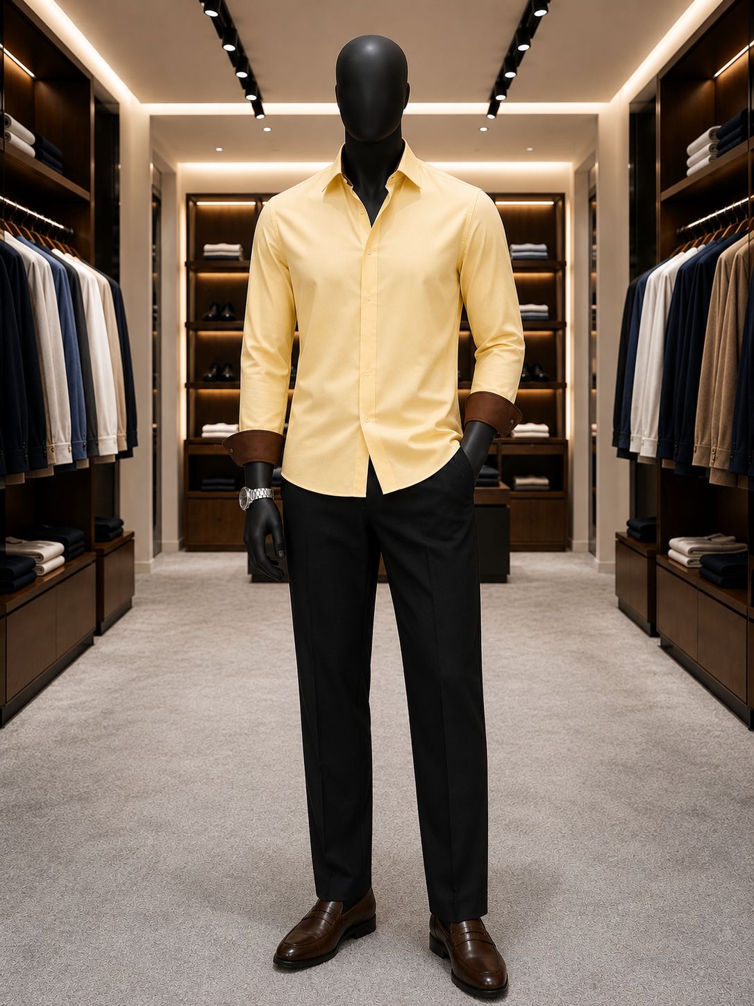 Contrast Cuff  Shirts
