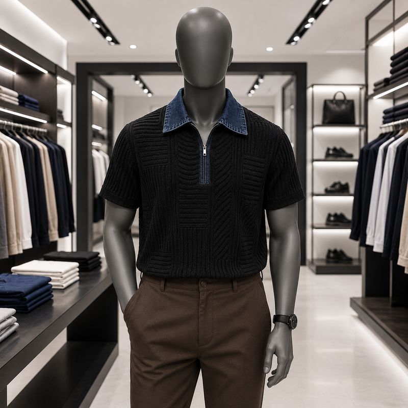 Contrast collar Polos and Pants