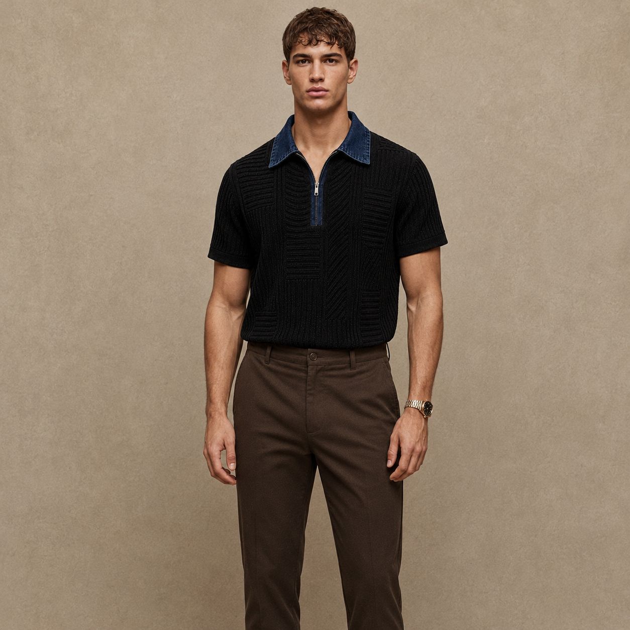 Contrast collar Polos and Pants