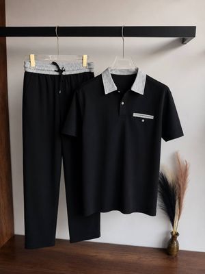 Contrast Polo and Sweatpants