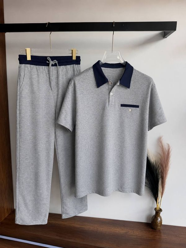 Contrast Polo and Sweatpants