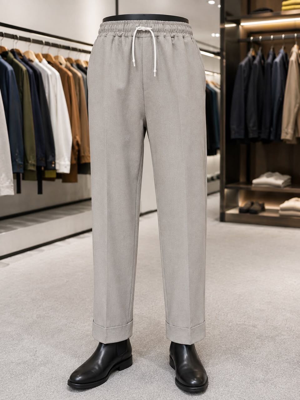 Light Textured Wool Pants