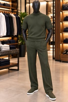 Turtle Neck Ribbed Set