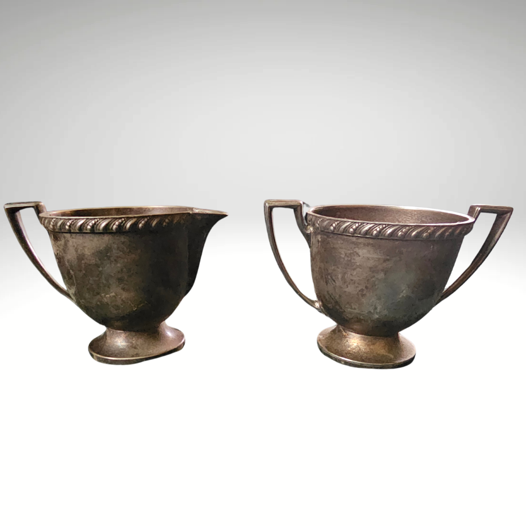 Antique Silver Creamer and Sugar Dish set