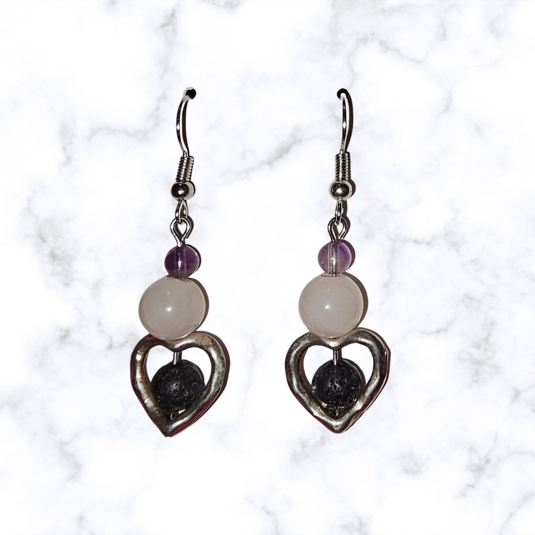 Amethyst/Rose Quartz Aromatherapy Earrings