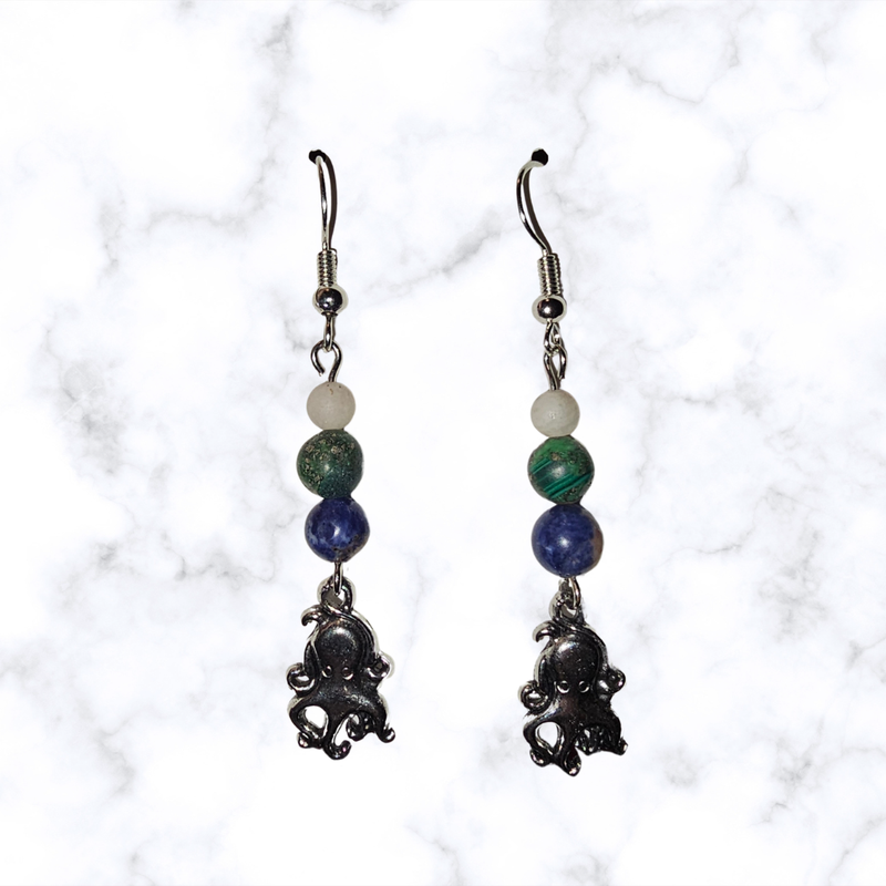 Octopus Gemstone Earrings
