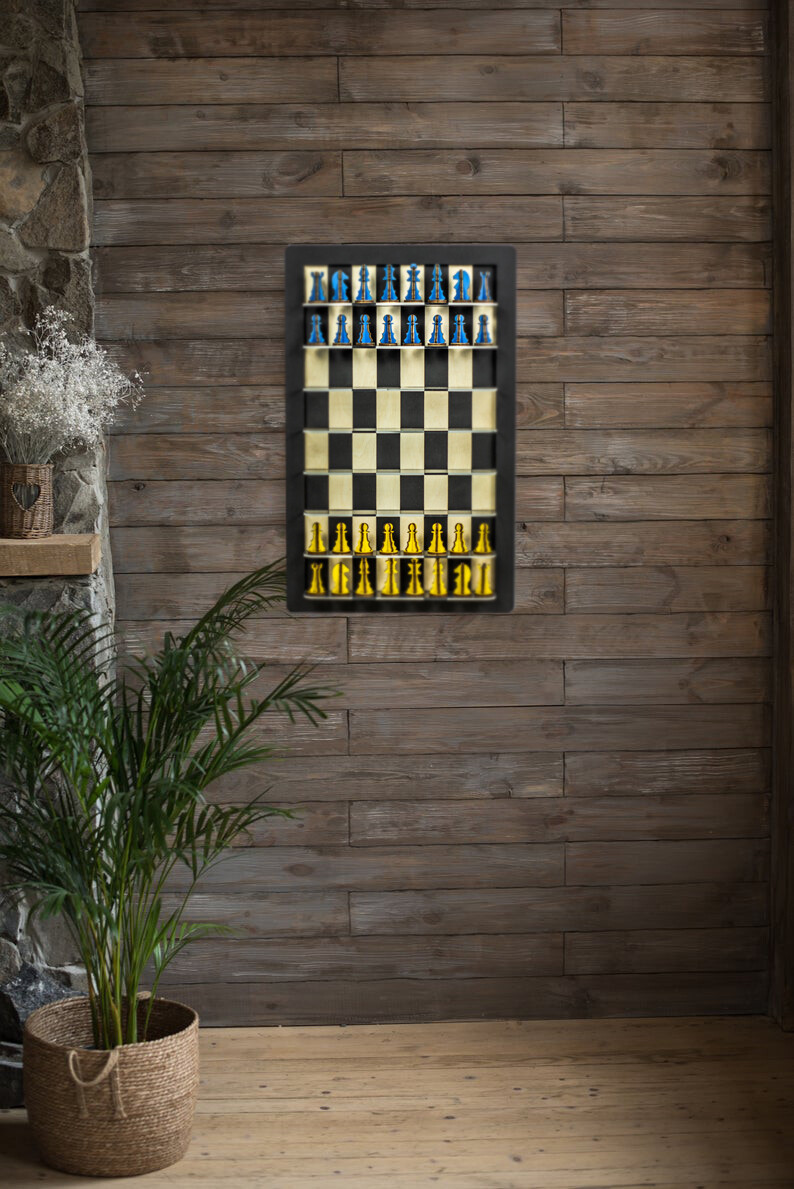 Vertical Chess Set Art Decor Wall Mounted