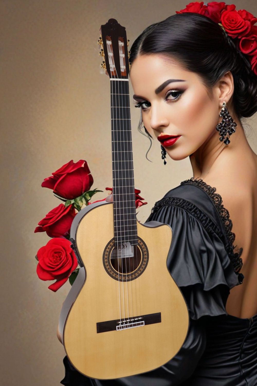 Flamenco-Gitarre - Hermanos Camps - Cutaway - FL11C-Negra