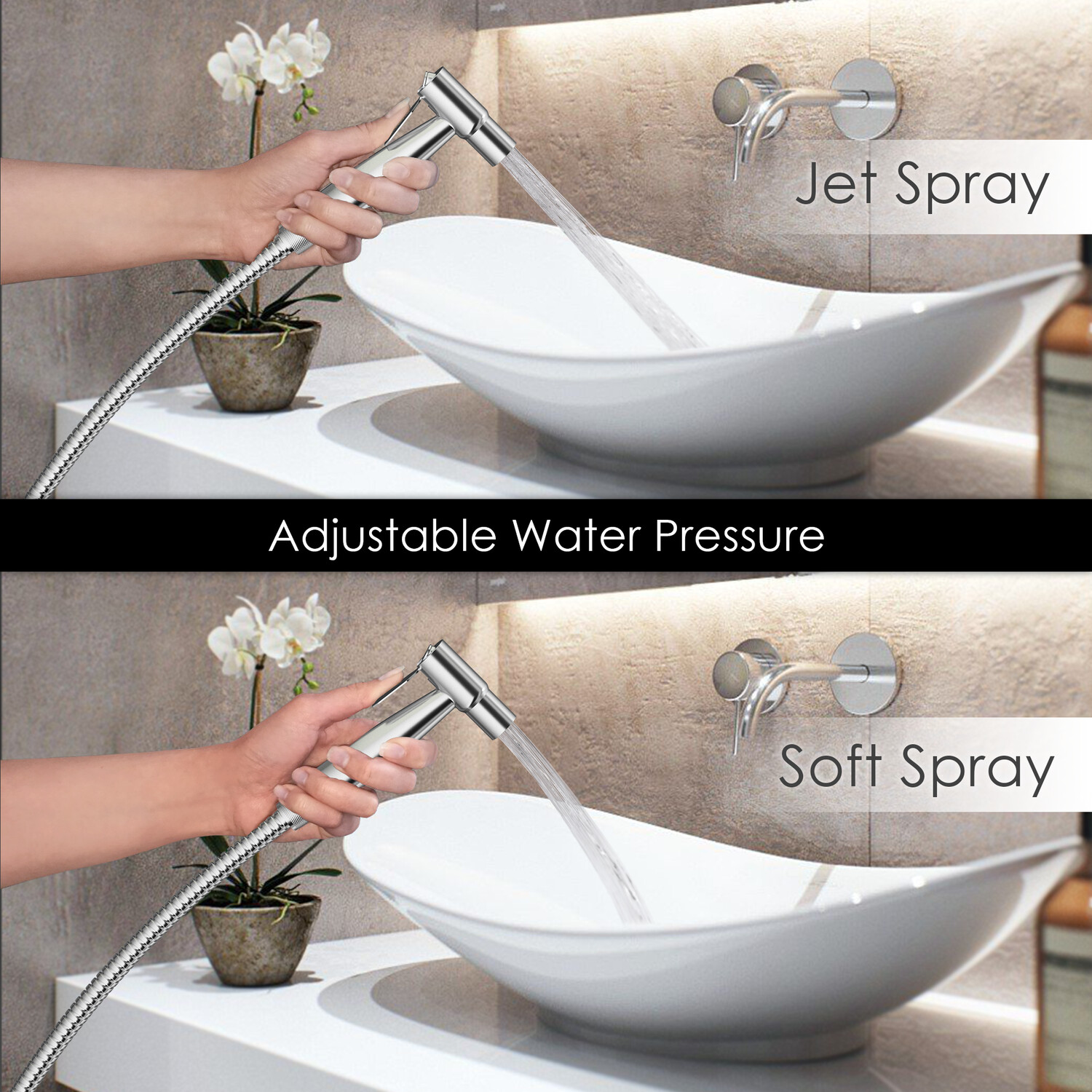 Aqua Luxury Bidet Sprayer Set | Handheld Bidet Shattaf Toilet Spray | Stainless Bathroom