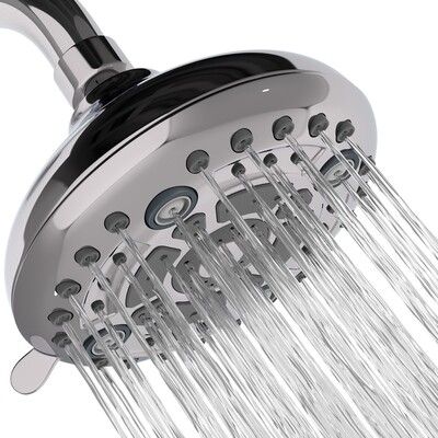 Aqua Earth Fixed Shower Head | High Pressure Showerhead 6 Spray Settings 5 inch Adjustable Shower Head