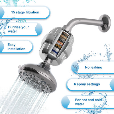 Aqua Earth 15 Stage Shower Filter with Vitamin C Shower Filters for Hard  Water Coconut Shell Activated Carbon Technology 