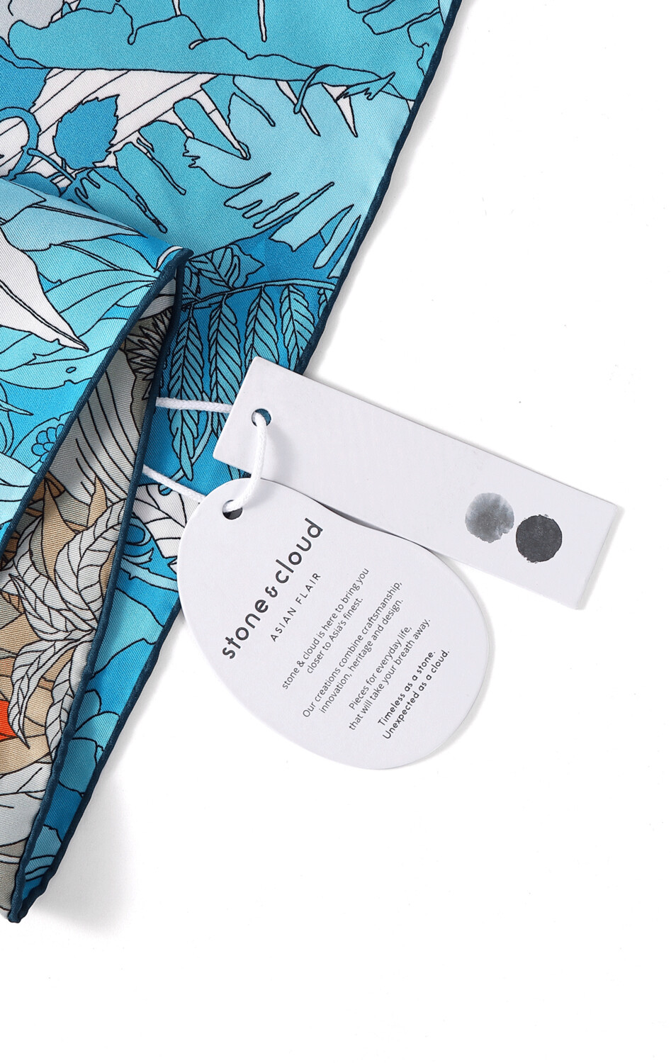 Scarf Chinese Landscape Blue/Ochre