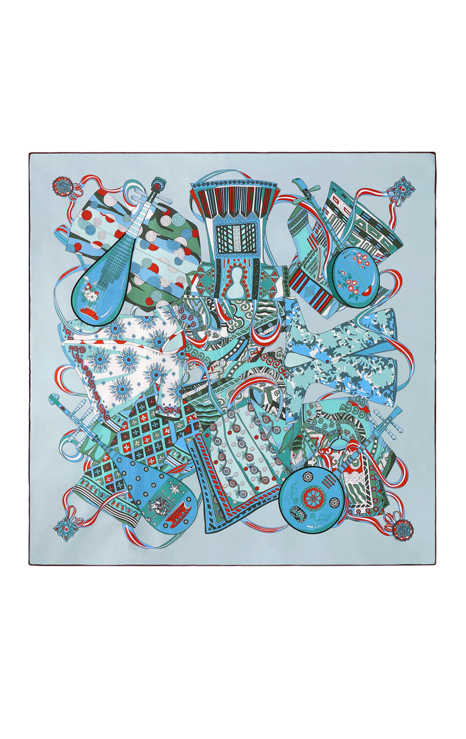 Scarf Chinese Instruments Pink/Blue