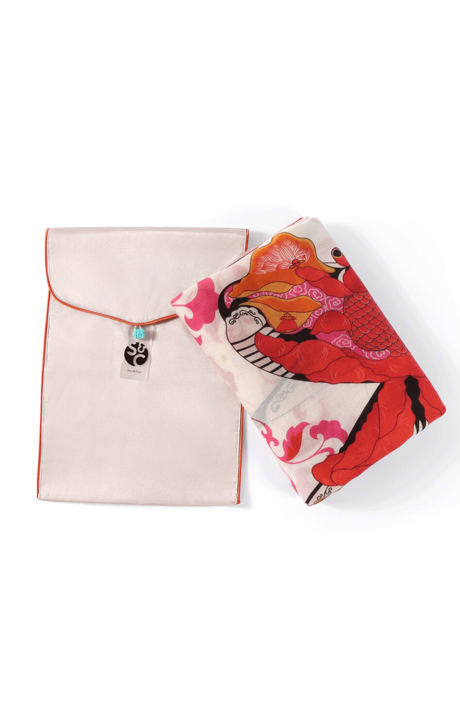 Wool Scarf Chinese Kite Off-White/Red