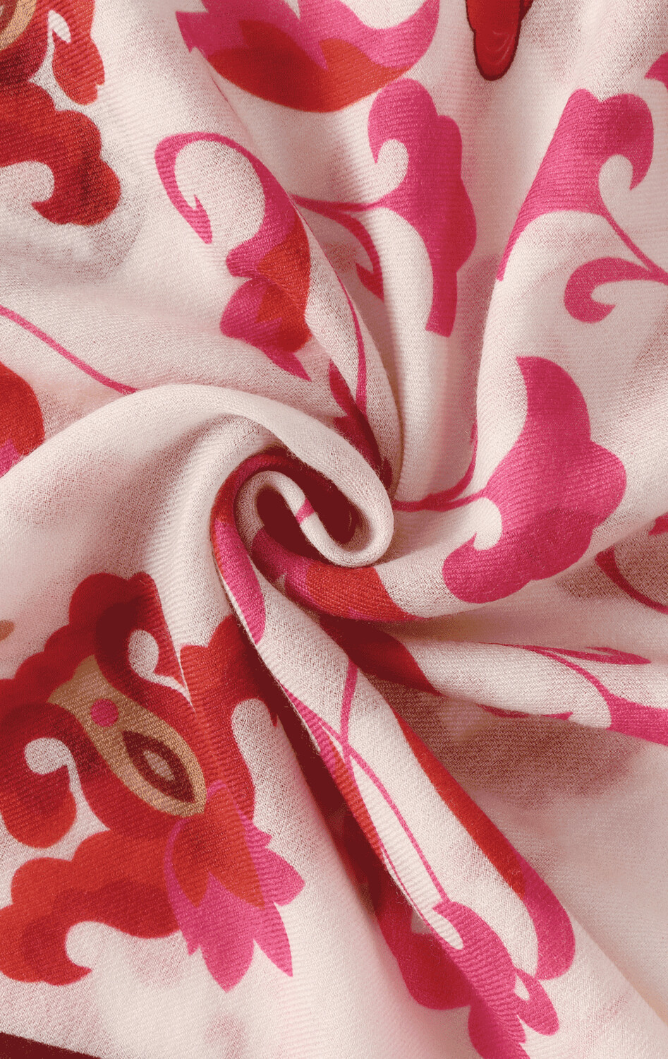 Wool Scarf Chinese Kite Off-White/Red