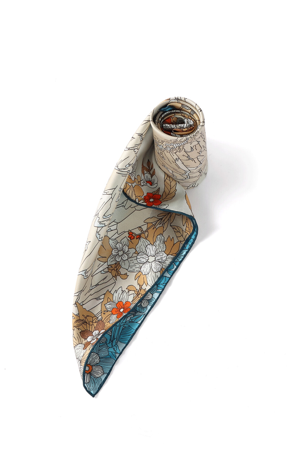 Scarf Chinese Landscape Blue/Ochre