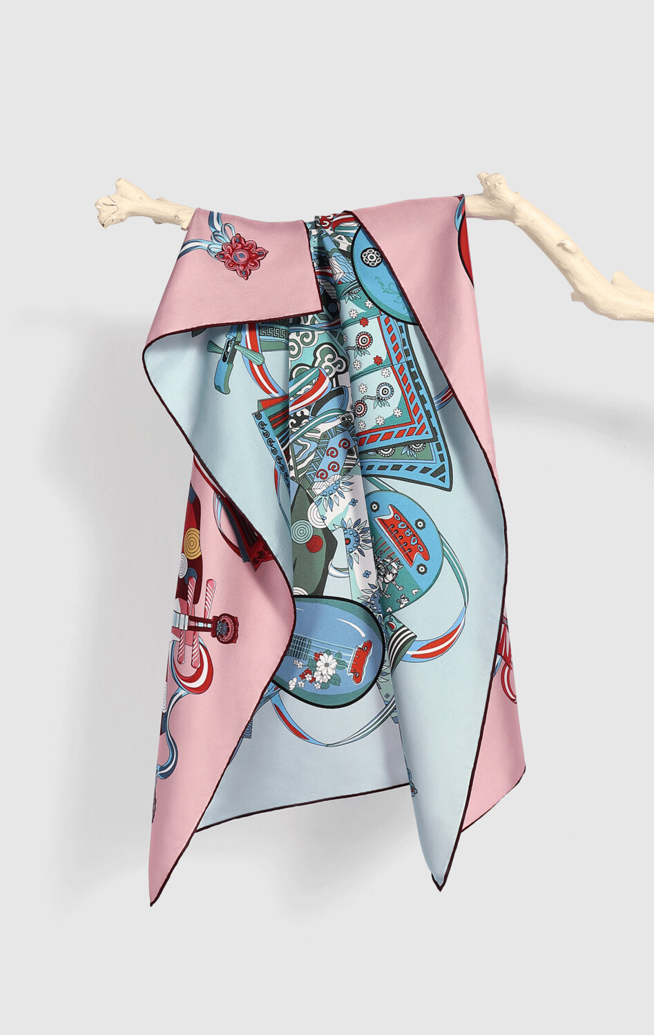 Scarf Chinese Instruments Pink/Blue
