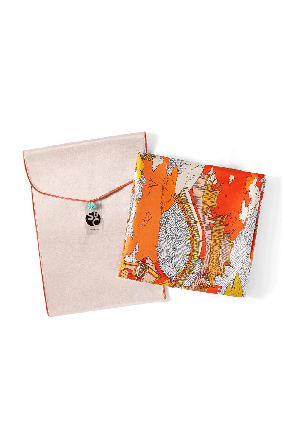 Scarf Chinese Landscape Orange/Pink