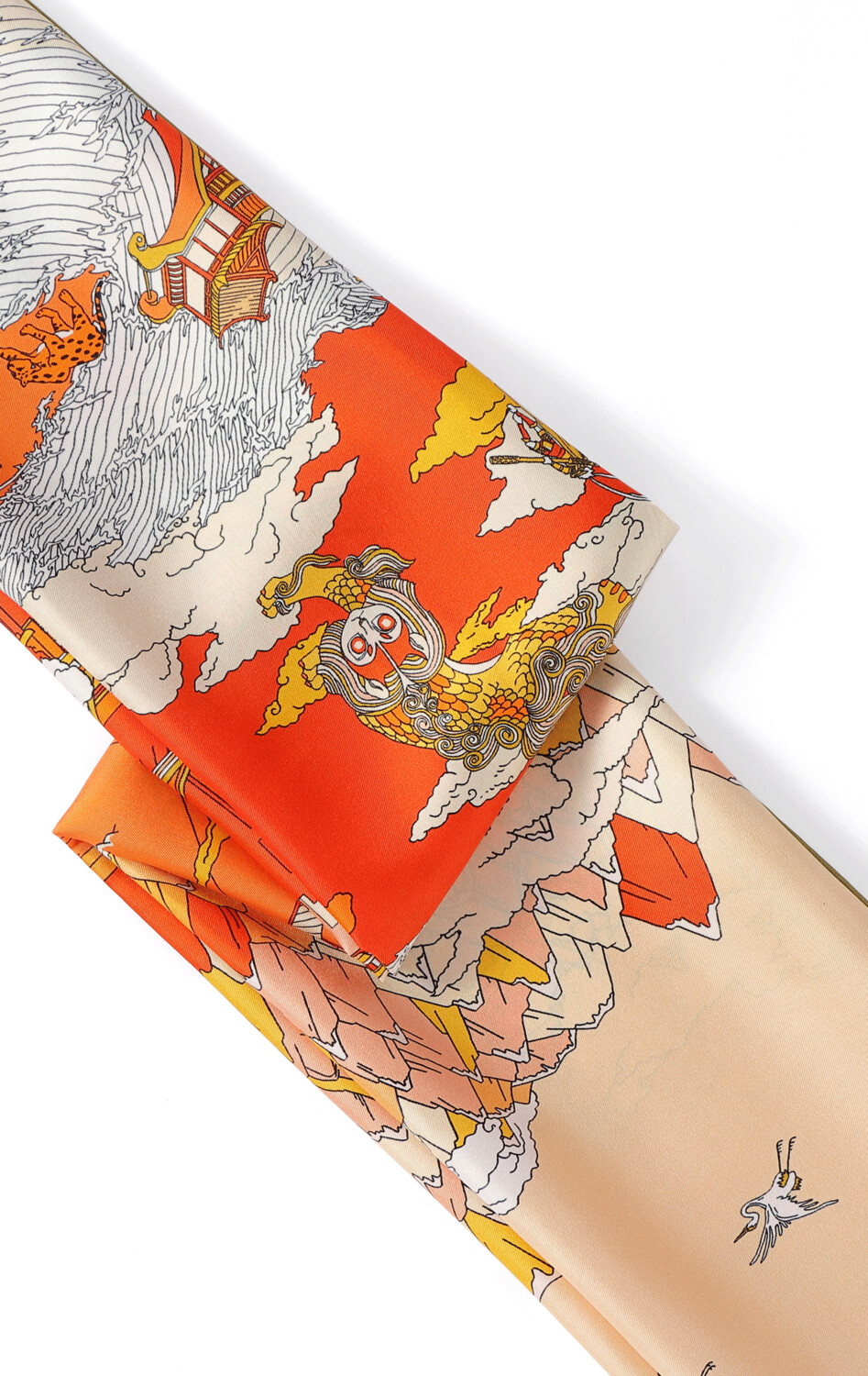 Scarf Chinese Landscape Orange/Pink