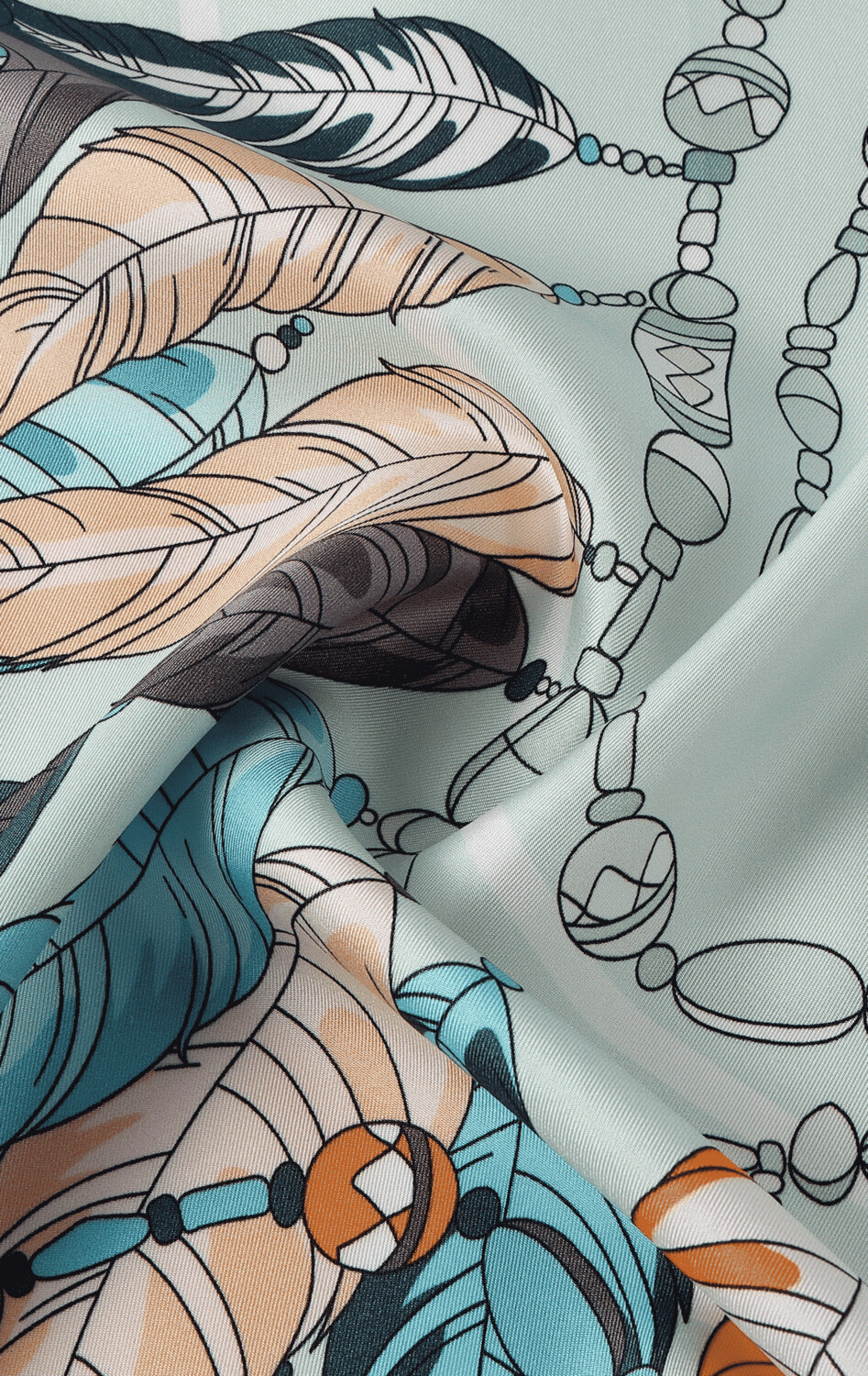 Scarf Bird's Feather Blue/Green