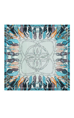 Scarf Bird's Feather Blue/Green