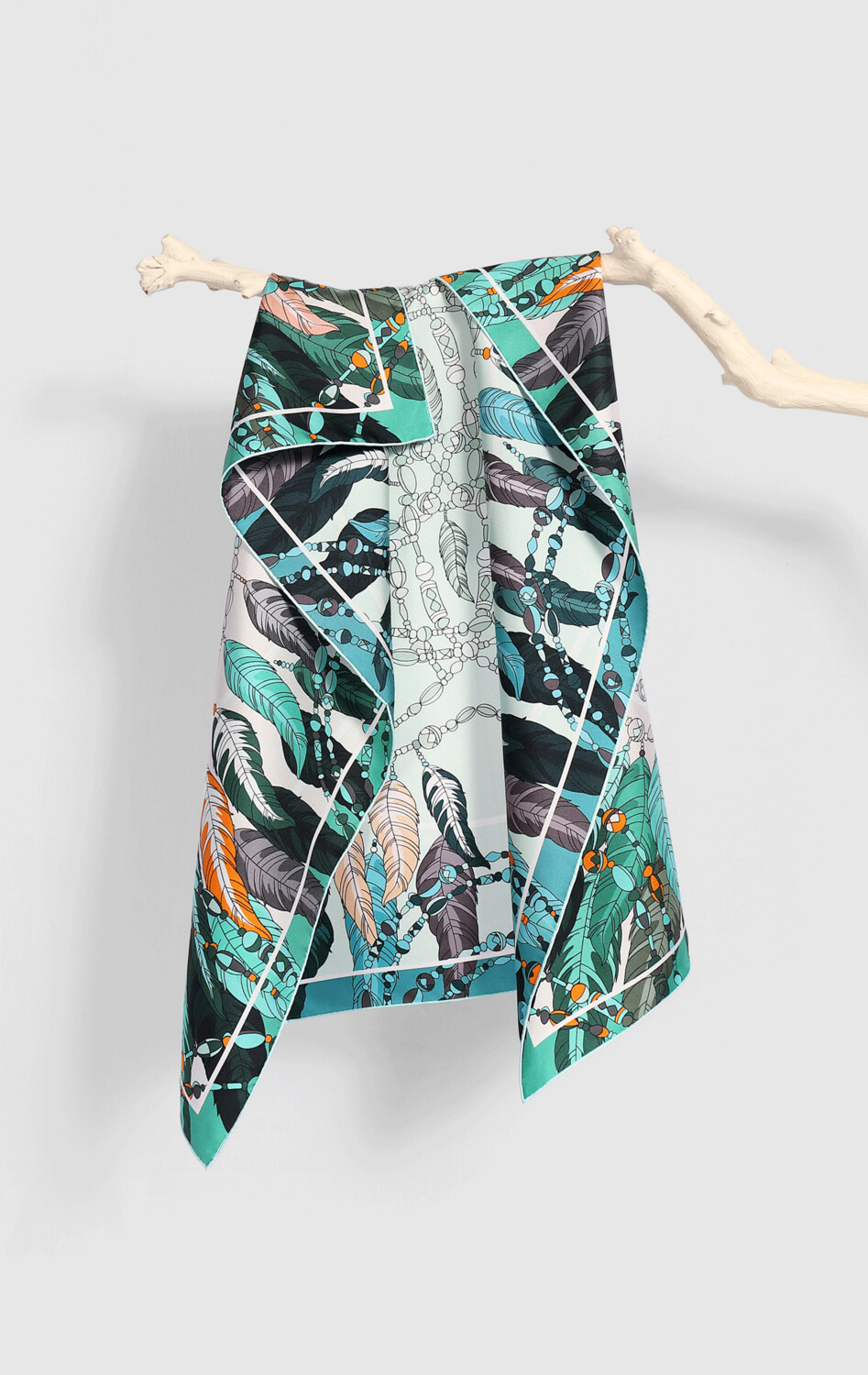 Scarf Bird's Feather Blue/Green