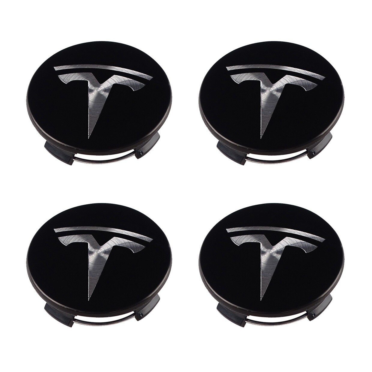 Tesla Wheel Centre Caps 57mm - Silver/Black