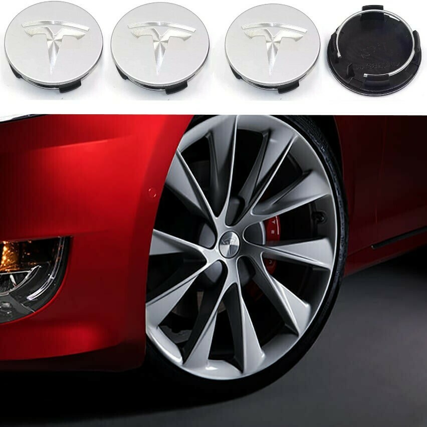 Tesla Wheel Centre Caps - Silver - 57mm