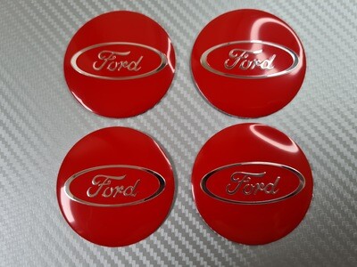 Ford Alloy Wheel Centre Cap Stickers - Red