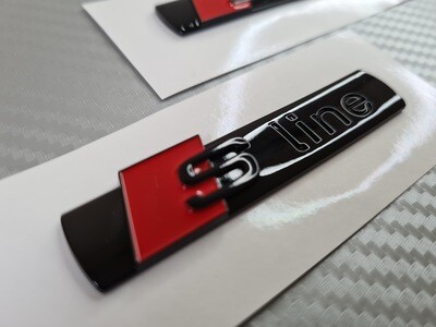 Audi S-Line Wing Badges - Gloss Black