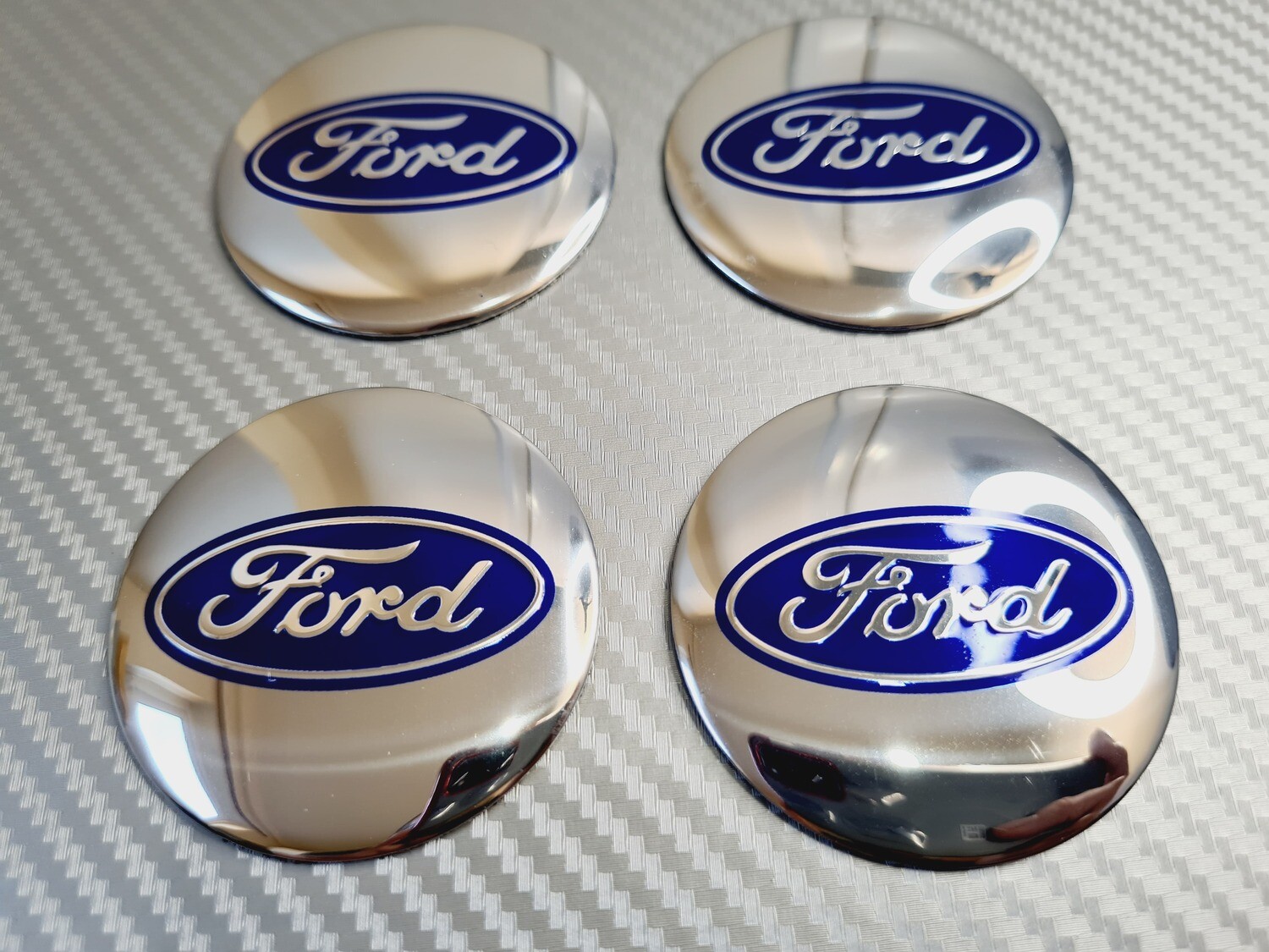 Ford Alloy Wheel Centre Cap Stickers - Chrome