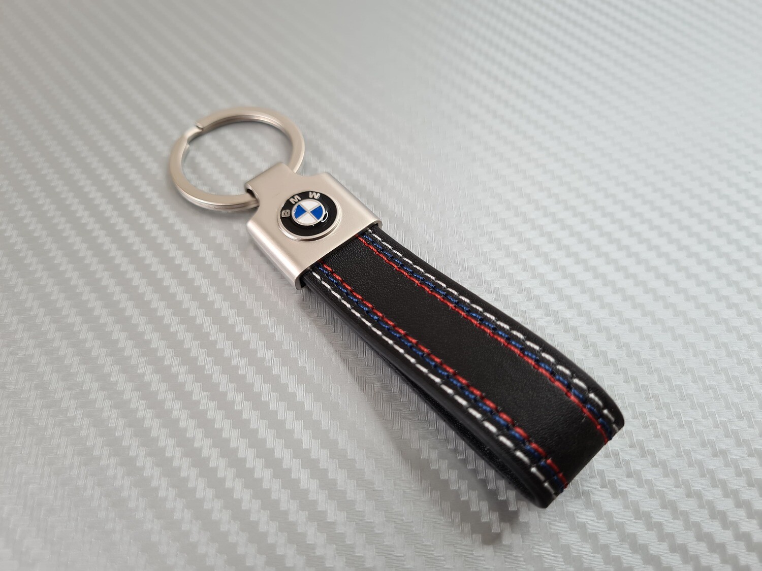 thumbnail image 2 of BMW Logo Metal & Glass Keychain – Black Round Key Ring 2 of 6