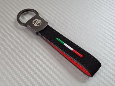 Fiat Logo Keyring - Leather/Alcantara