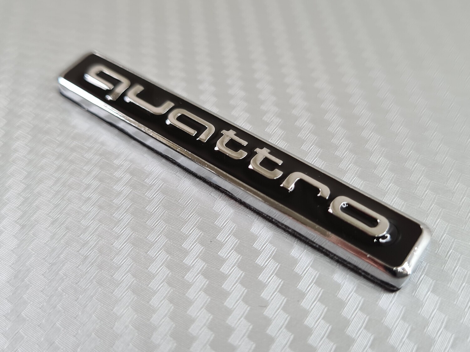 Quattro Rear Badge for Audi 66mm, Choose Type: Gloss Chrome &amp; Black