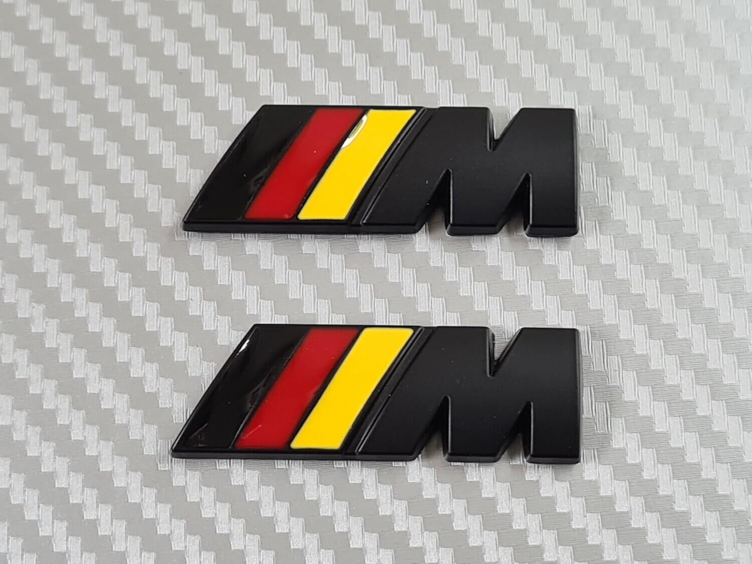 BMW M Sport Wing Badges - German Flag - Matte Black