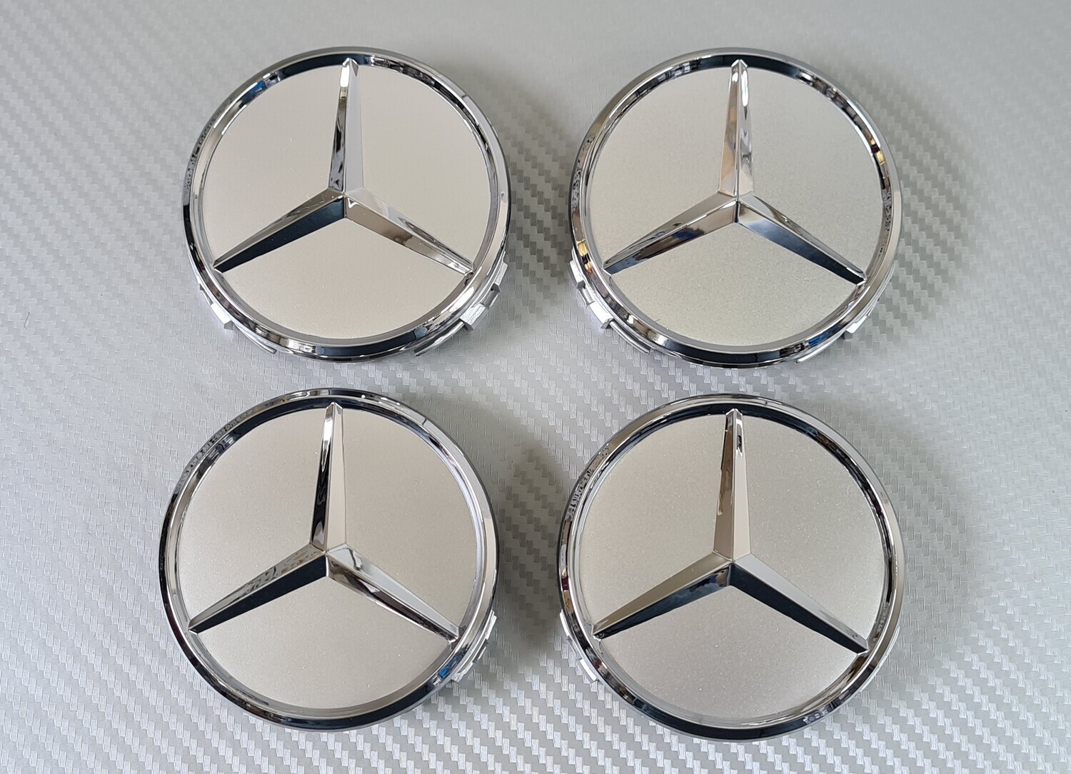Mercedes Wheel Centre Caps - 75mm - Silver/Chrome Star