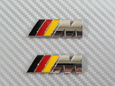 BMW M Sport Wing Badges - German Flag - Chrome